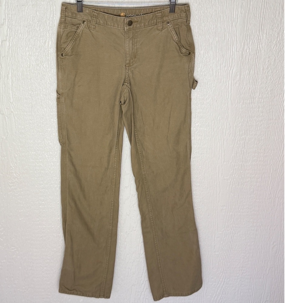 Carhartt Womens Original Fit Canvas Carpenter Work Pants Tan Size 6 Tall 2746